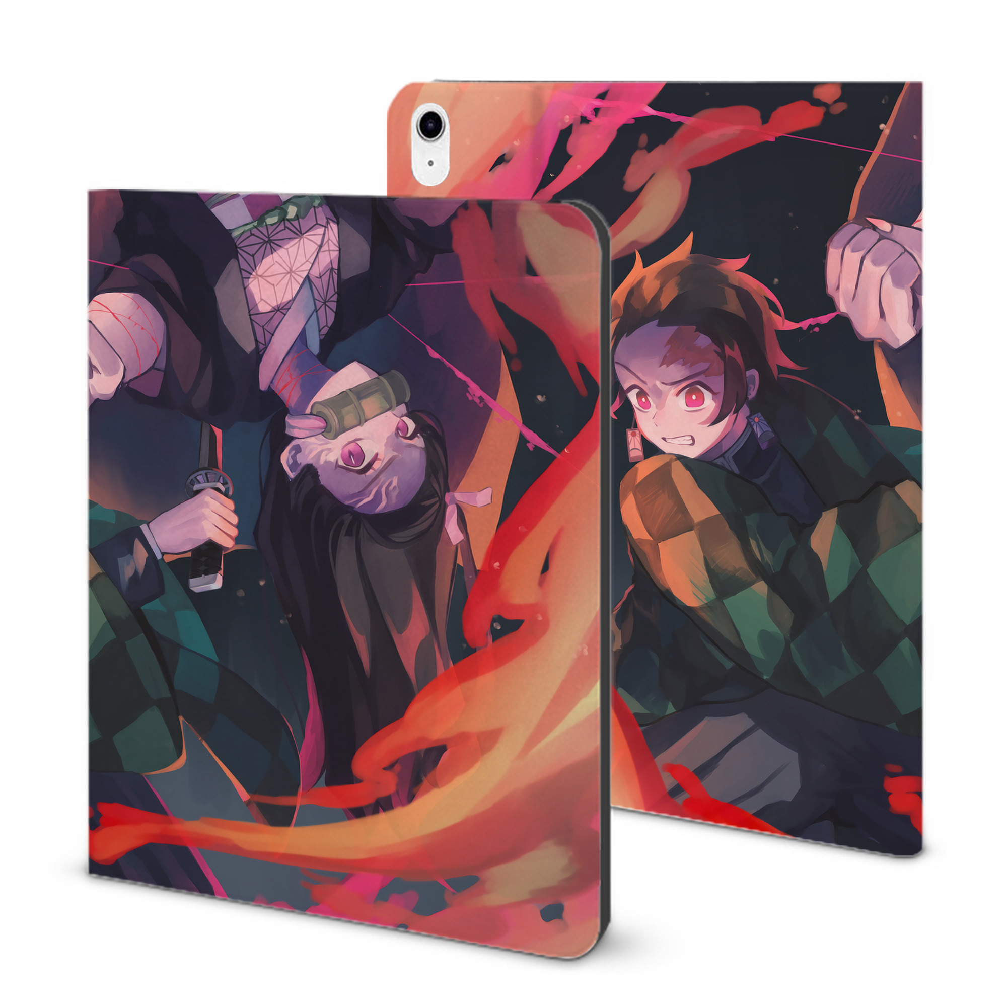 （画像用） 鬼滅の刃（きめつのやいば）竈門 炭治郎／かまど たんじろう Kamado Tanjirou IPad ケース ブック型 PUレザー TPU 耐衝撃 軽量 薄型 ペン収納なし 全面保護 IPad 各モデル対応